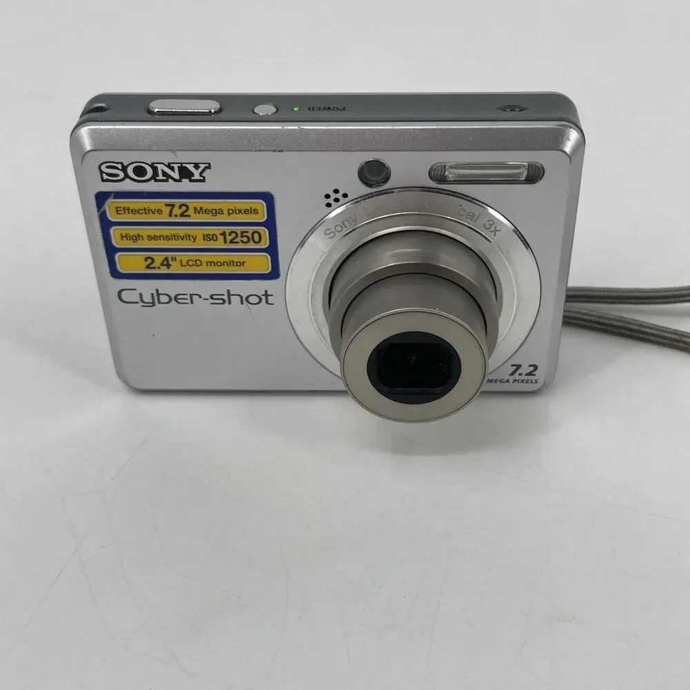 Sony Cyber-shot DSC-S730 Digital Camera 7.2MP Silver Manual Case USB Cable WORKS